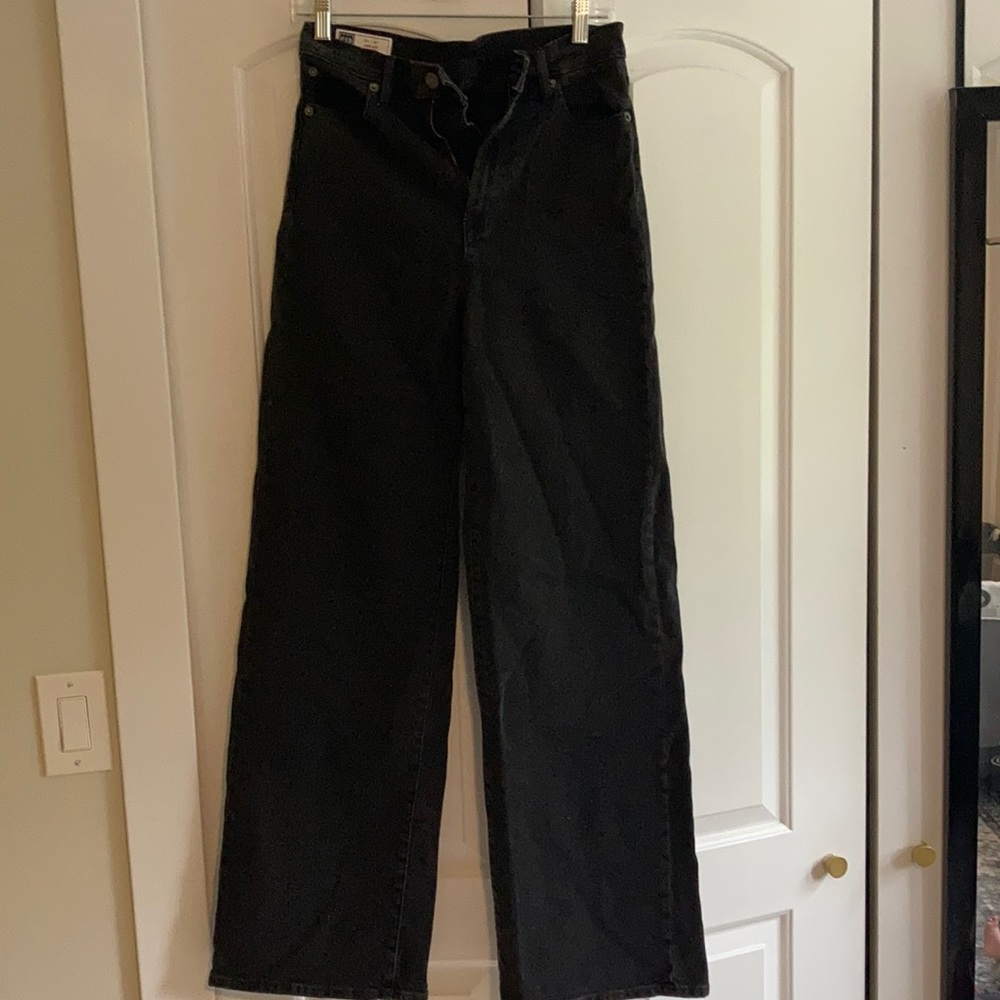 Gap sky high wide leg black jeans, 27, 4 tall